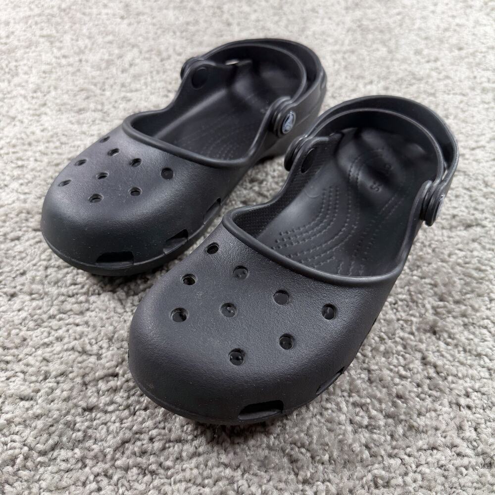 CROCS Karin Mary Jane Clogs Black Comfort Slip On Shoes Womens Size 7 Casual